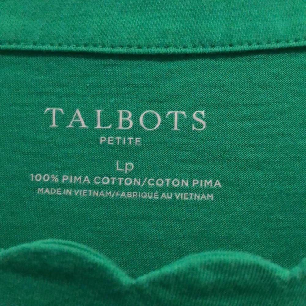 Talbots ladies size L petite Kelly green top - Picture 2 of 3
